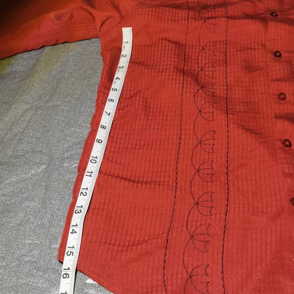 Monte Carlo medium m long sleeved Button up  button down shirt burnt red colour - Picture 6 of 10